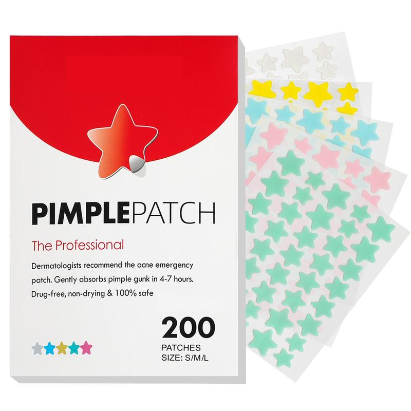 Cute Star Acne Patches – Hydrocolloid Zit Stickers with Tea Tree & Salicylic Acid | Fast Blemish Repair | 3 Sizes | 200 Count