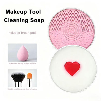 Makeup Brush Cleaner Soap with Silicone Cleaning Pad,Savon nettoyant pinceaux Solid brush cleaner