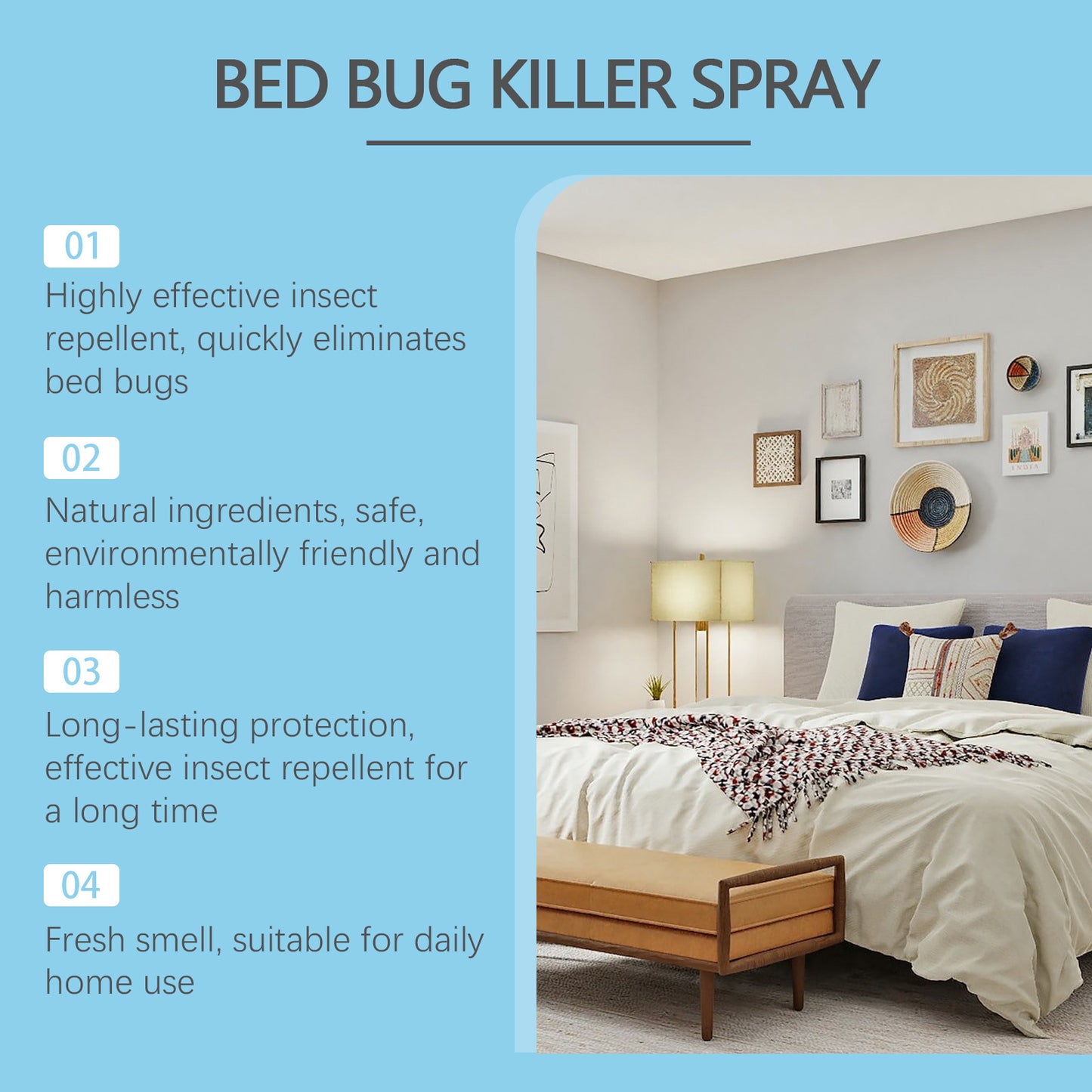 Bed Bug Killer Spray – Kills on Contact & Eggs | Natural & Pet Safe | No-Rinse 🛏️💥