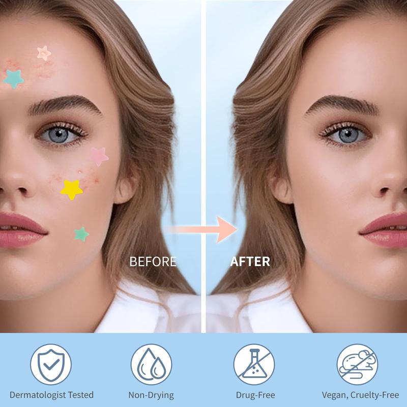 Cute Star Acne Patches – Hydrocolloid Zit Stickers with Tea Tree & Salicylic Acid | Fast Blemish Repair | 3 Sizes | 200 Count