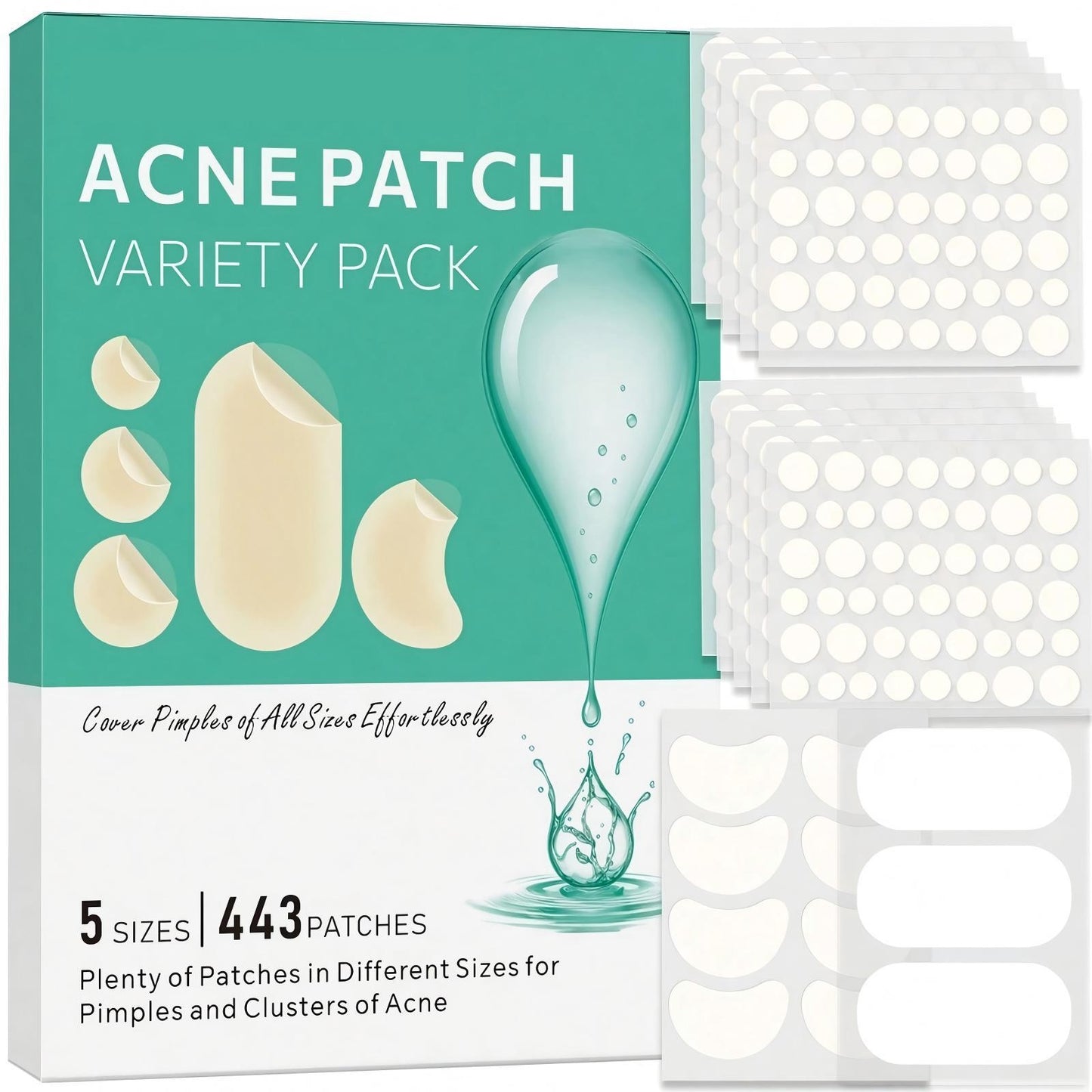 609ct Hydrocolloid Acne Patches – Fast-Acting Pimple Stickers for Face | All Skin Types