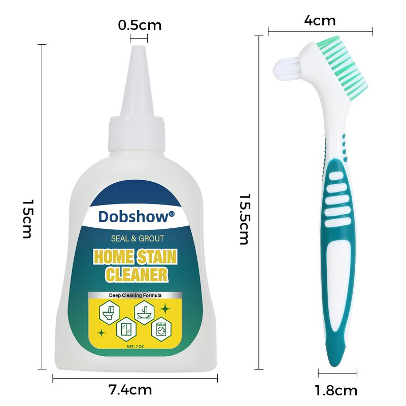 Dobshow® Mold Remover Gel with Scrub Brush – Heavy Duty Mildew Stain Cleaner for Washer Gasket, Shower Caulk, Tile Grout & Bathroom – 7 Fl Oz Household