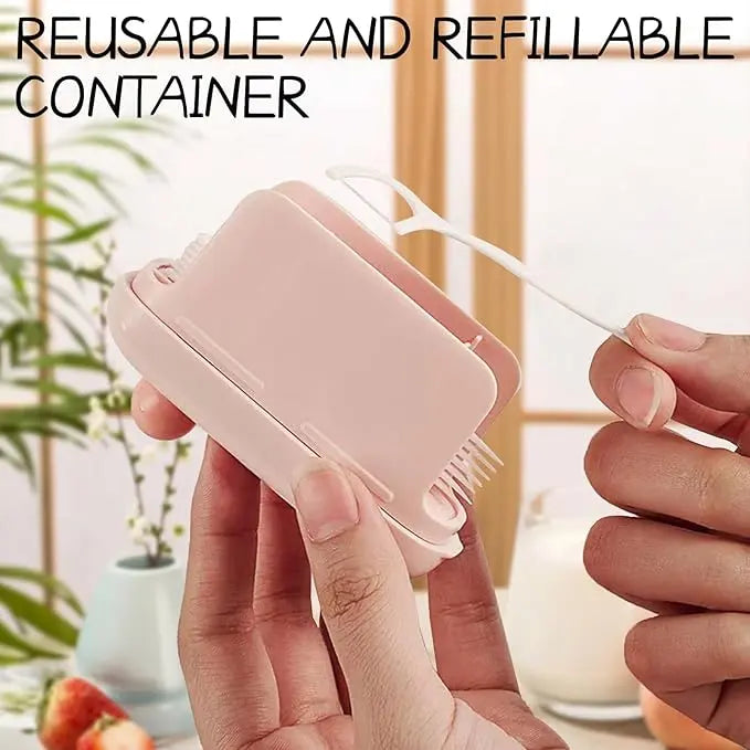 Travel-sized storage case - features an automatic pop-up dispenser, portable and refillable, perfect for oral care at home, in restaurants, and while traveling