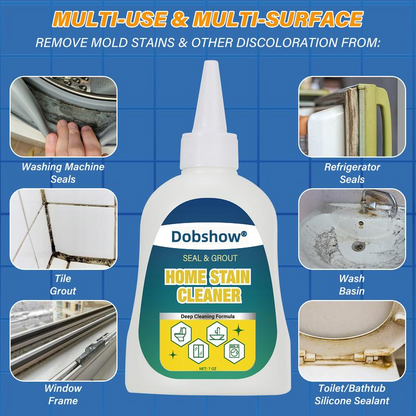 Dobshow® Mold Remover Gel with Scrub Brush – Heavy Duty Mildew Stain Cleaner for Washer Gasket, Shower Caulk, Tile Grout & Bathroom – 7 Fl Oz Household