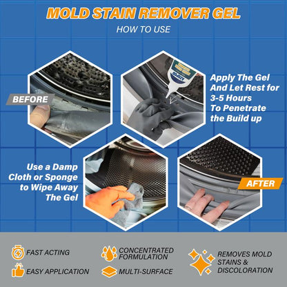 Dobshow® Mold Remover Gel with Scrub Brush – Heavy Duty Mildew Stain Cleaner for Washer Gasket, Shower Caulk, Tile Grout & Bathroom – 7 Fl Oz Household