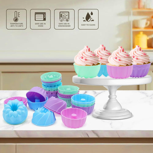 Silicone Baking Cups, Pumpkin Silicone Baking Cake Molds, Nonstick Cupcake Liners, Fancy Dessert Tray - Jelly and Muffin Cups Kitchen Supplies (12 small cups+12 large cups)- Home Improvement