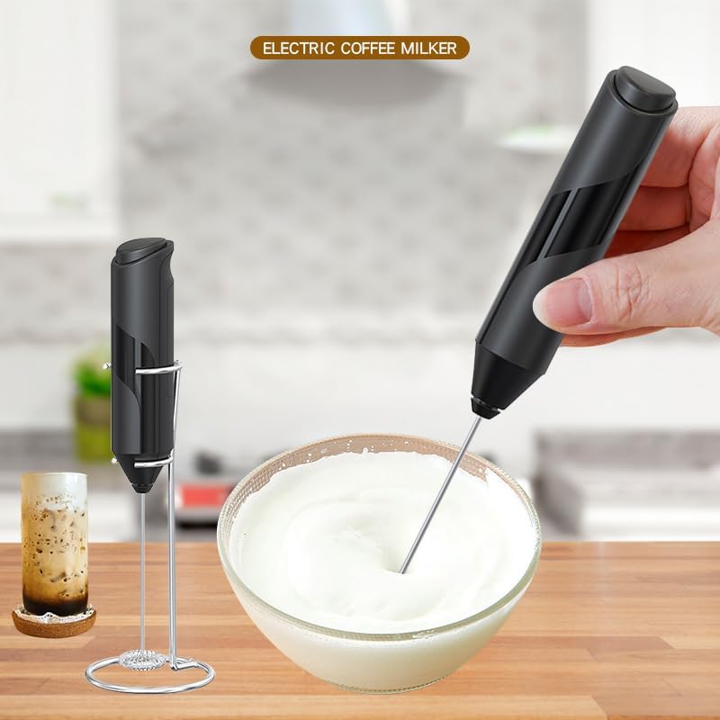 Handheld Milk Frother with Cover- 15-Second Silent Drink Mixer