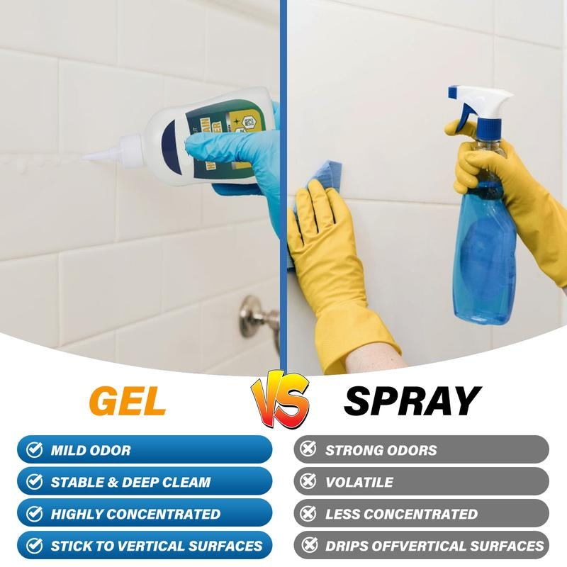 Dobshow® Mold Remover Gel with Scrub Brush – Heavy Duty Mildew Stain Cleaner for Washer Gasket, Shower Caulk, Tile Grout & Bathroom – 7 Fl Oz Household