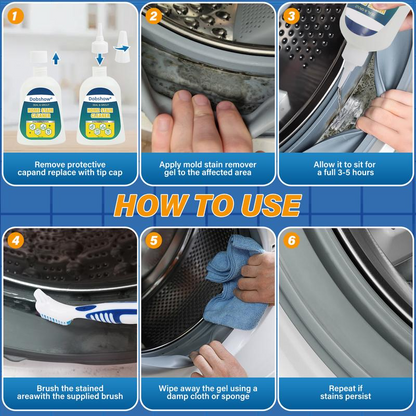 Dobshow® Mold Remover Gel with Scrub Brush – Heavy Duty Mildew Stain Cleaner for Washer Gasket, Shower Caulk, Tile Grout & Bathroom – 7 Fl Oz Household