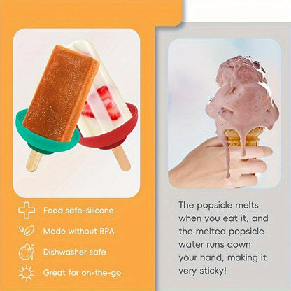 4pcs Silicone Ice Cream Holder Stand Set, Summer Popsicle Holder, Leak-Proof Cone Support with Drip Guard, Portable Youngsters's Ice Pop Mold Tray for On-The-Go Snacks - Dishwasher Safe, Thanksgiving tableware