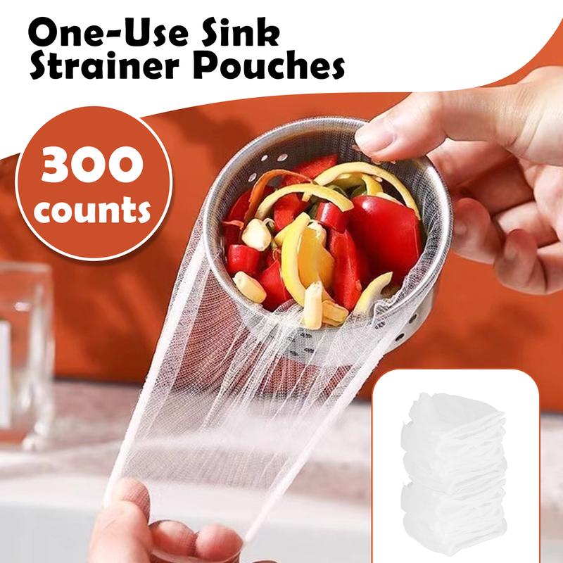 100 Counts Disposable Dishwashing Sink Drain fine mesh strainer Mesh Bag, has excellent stretchability for easy use