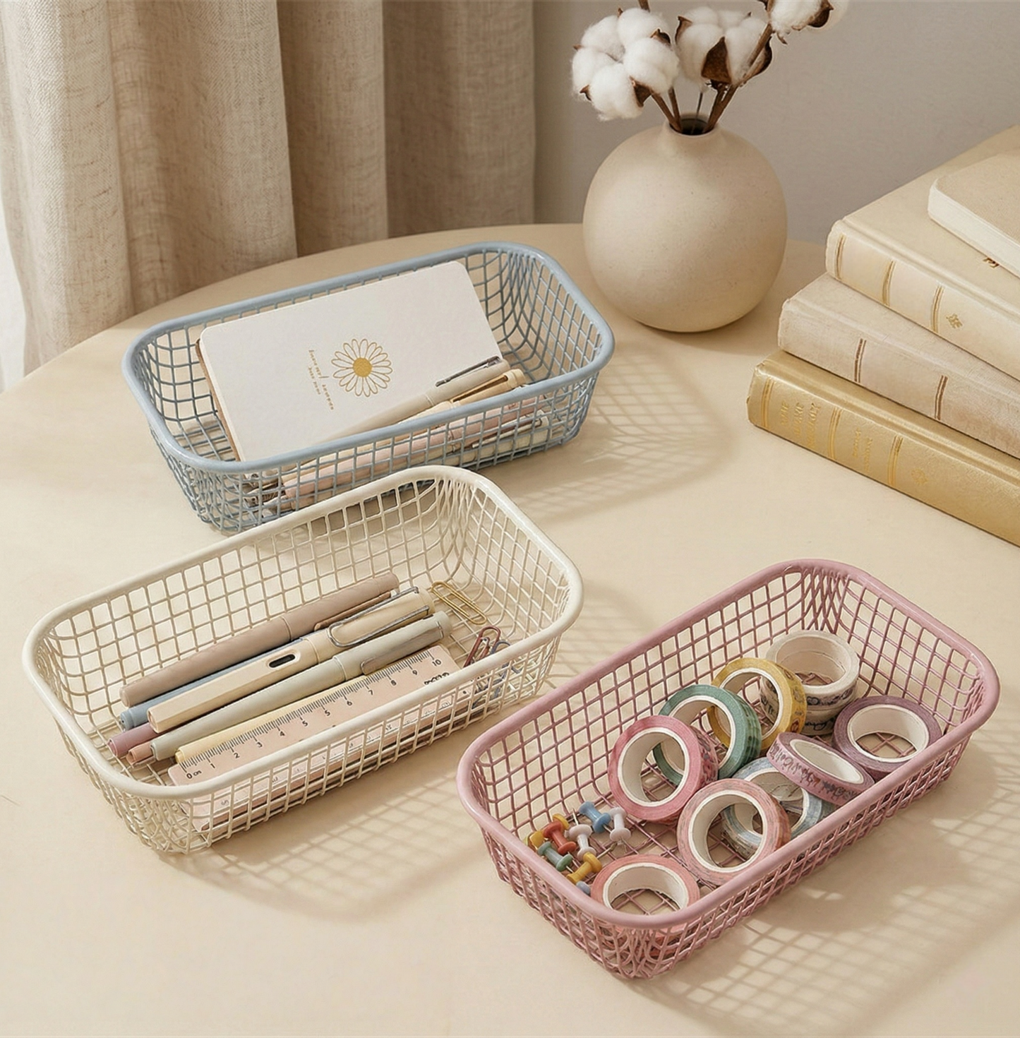 Pastel Metal Desk Organizer Tray