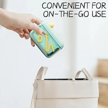 Travel-sized storage case - features an automatic pop-up dispenser, portable and refillable, perfect for oral care at home, in restaurants, and while traveling