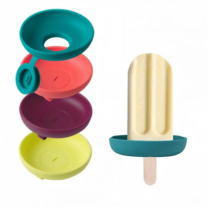 4pcs Silicone Ice Cream Holder Stand Set, Summer Popsicle Holder, Leak-Proof Cone Support with Drip Guard, Portable Youngsters's Ice Pop Mold Tray for On-The-Go Snacks - Dishwasher Safe, Thanksgiving tableware
