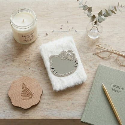 Cute Plush Cat Folding Mirror